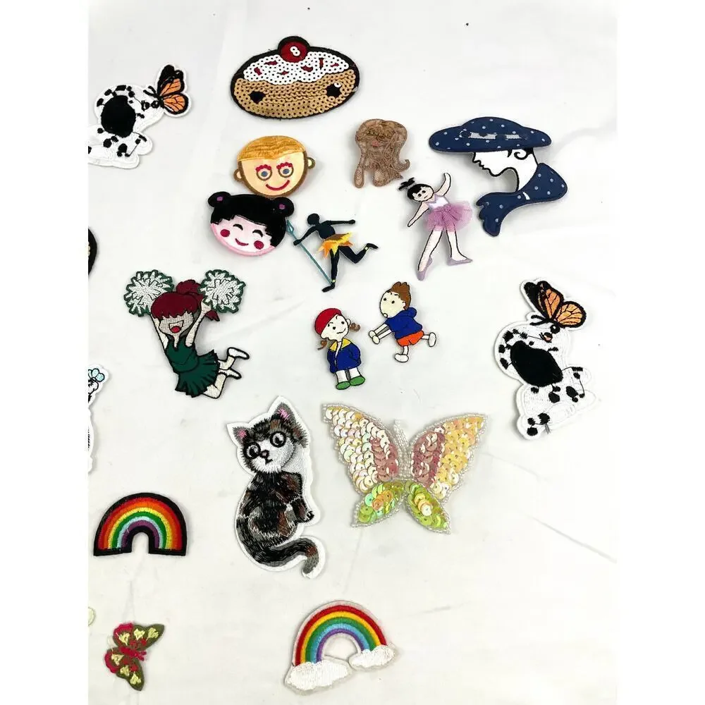 40 PC Assorted Sewing Applique Patches Iron on Sew On‎ NEW Mixed Sequin Crafting